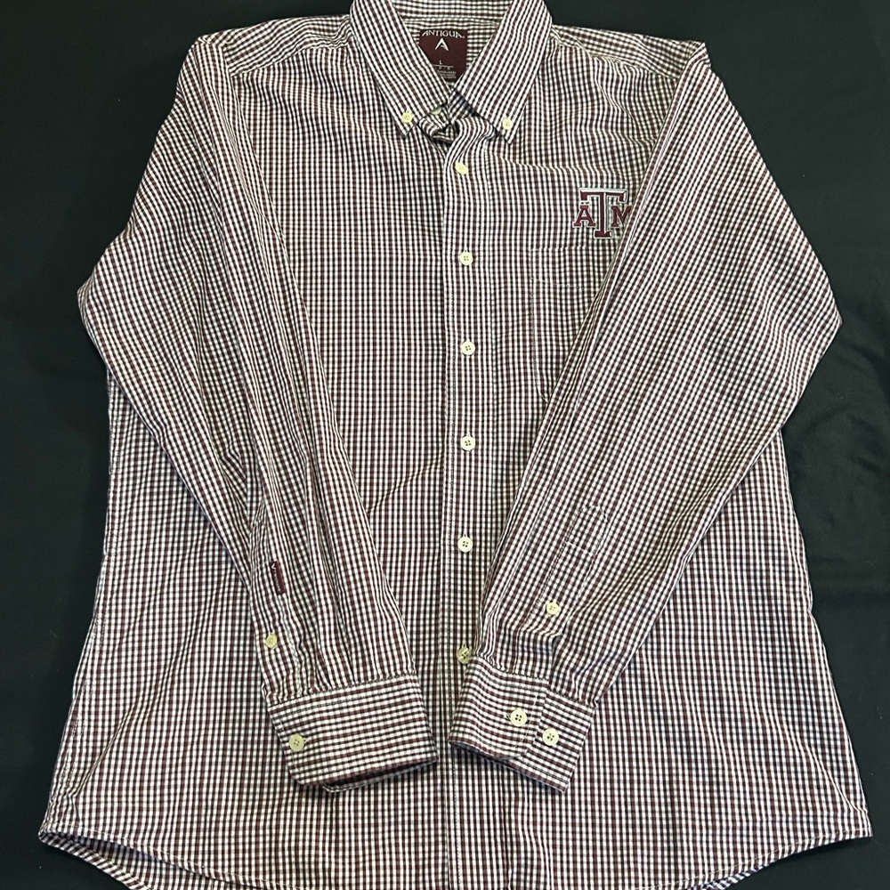 Antigua Men’s Large Texas A&M Aggies Checkered Long Sleeve Button Up Shirt